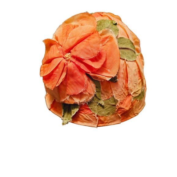 vintage 1950's hat floral peachy orange movement by Charlotte Brooks Chicago - Picture 3 of 12